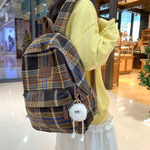 TSB57 Cool Backpacks - Fashion Plaid Woollen Rucksack For School, College, and Travel - Touchy Style