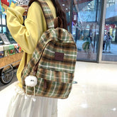 TSB57 Cool Backpacks - Fashion Plaid Woollen Rucksack For School, College, and Travel - Touchy Style