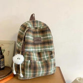 TSB57 Cool Backpacks - Fashion Plaid Woollen Rucksack For School, College, and Travel - Touchy Style