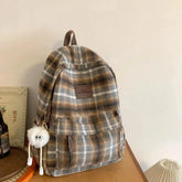 TSB57 Cool Backpacks - Fashion Plaid Woollen Rucksack For School, College, and Travel - Touchy Style