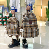 TSB57 Cool Backpacks - Fashion Plaid Woollen Rucksack For School, College, and Travel - Touchy Style