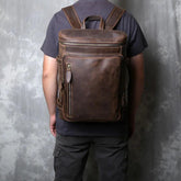 TSB93 Cool Backpacks For Men - Retro Leather Bag, Vertical Style - Touchy Style