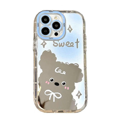 TSP102 Cute Phone Cases For iPhone 11, 12, 13, 14, and 15 Pro Max - Cartoon Cat Puppy Makeup Mirror Cover - Touchy Style