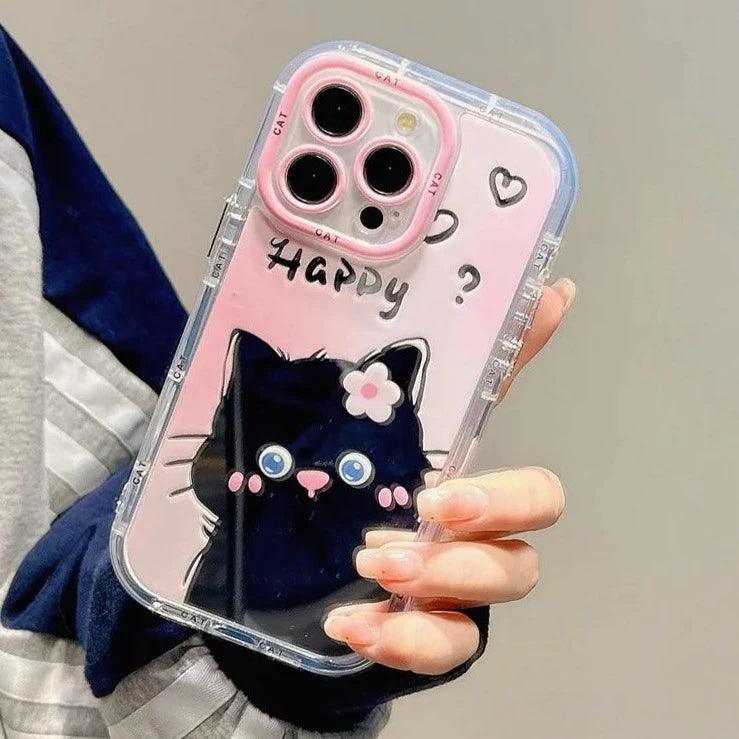 TSP102 Cute Phone Cases For iPhone 11, 12, 13, 14, and 15 Pro Max - Cartoon Cat Puppy Makeup Mirror Cover - Touchy Style