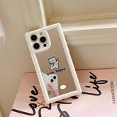 TSP104 Cute Phone Cases For iPhone 11, 12, 13, 14, and 15, Pro Max and 15 Plus - Cartoon Cat Dog Pattern - Invisible Kickstand Holder - Touchy Style