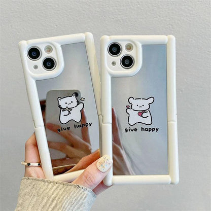 TSP104 Cute Phone Cases For iPhone 11, 12, 13, 14, and 15, Pro Max and 15 Plus - Cartoon Cat Dog Pattern - Invisible Kickstand Holder - Touchy Style