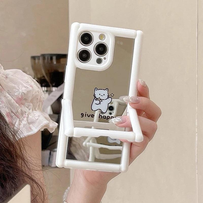 TSP104 Cute Phone Cases For iPhone 11, 12, 13, 14, and 15, Pro Max and 15 Plus - Cartoon Cat Dog Pattern - Invisible Kickstand Holder - Touchy Style