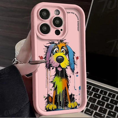 TSP106 Cute Phone Cases For iPhone 13, 14, 15, 11, 12 Pro Max, XS, XR, X, 8, 7 Plus, SE2, 14Pro, and 15Pro - Cartoon Dog Cover - Touchy Style