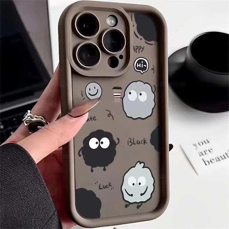 TSP107 Cute Phone Cases For iPhone 11, 12, 13, 14, 15, Pro Max, XS, XR, X, 8, 7 Plus, and SE2 - Cartoon Worm Back Cover - Touchy Style