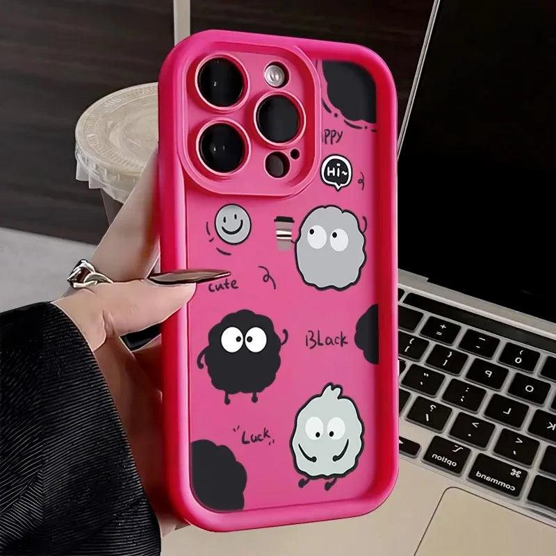 TSP107 Cute Phone Cases For iPhone 11, 12, 13, 14, 15, Pro Max, XS, XR, X, 8, 7 Plus, and SE2 - Cartoon Worm Back Cover - Touchy Style