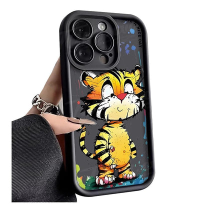 TSP109 Cute Phone Cases For iPhone 13, 14, 15, 11, 12 Pro Max, XS, XR, X, 8, 7 Plus, SE2, 14Pro, and 15Pro - Cartoon Tiger Cover - Touchy Style