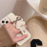 TSP11 Cute Phone Cases for iPhone 15, 14, 13, 12 Pro Max 11 MiNi  X XR XS 7 Plus SE - With 3D Cartoon Bear Wrist Strap - Touchy Style