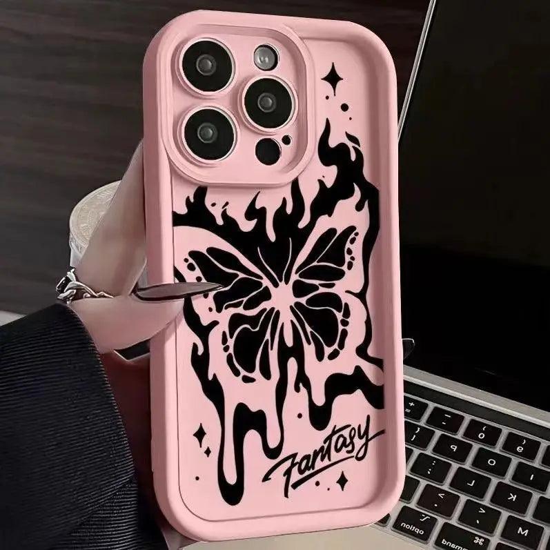 TSP110 Cute Phone Cases For iPhone 15, 14, 13, 12, 11, Pro Max, XS, XR, X, 8, 7 Plus, and SE2 - Shiny Butterfly Cover - Touchy Style