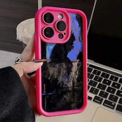 TSP114 Cute Phone Cases Phone For iPhone 15, 14, 13, 12, 11 Pro Max, XS, XR, X, 8, 7 Plus, and SE2 - Cat Shadow Bumper Cover - Touchy Style