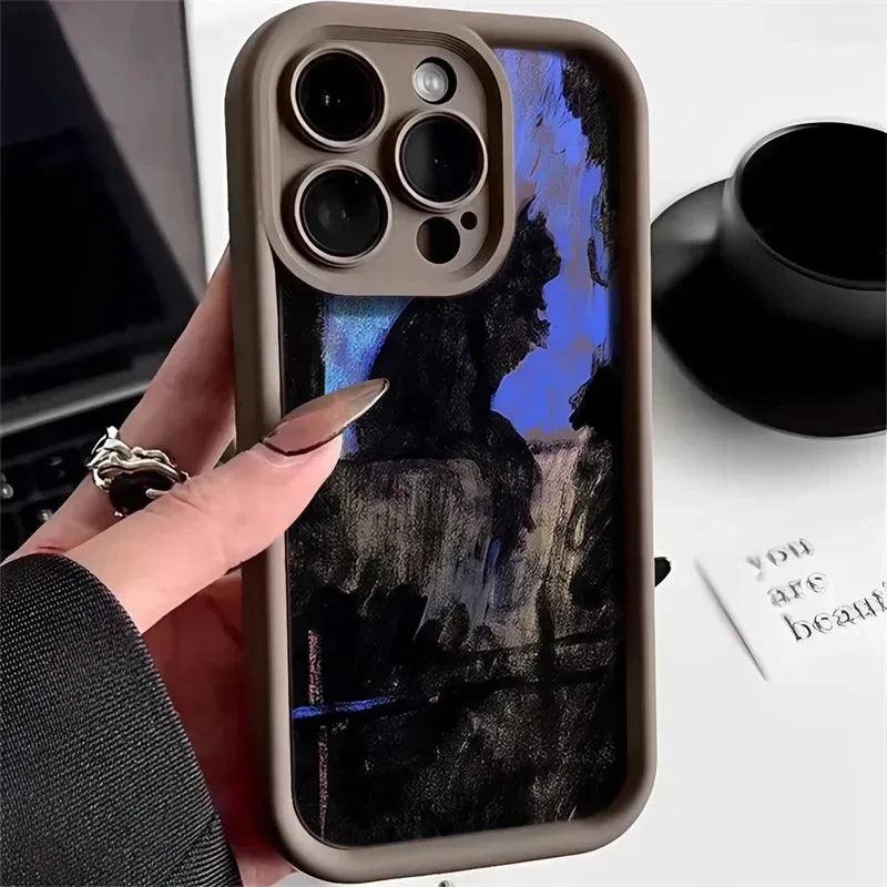 TSP114 Cute Phone Cases Phone For iPhone 15, 14, 13, 12, 11 Pro Max, XS, XR, X, 8, 7 Plus, and SE2 - Cat Shadow Bumper Cover - Touchy Style