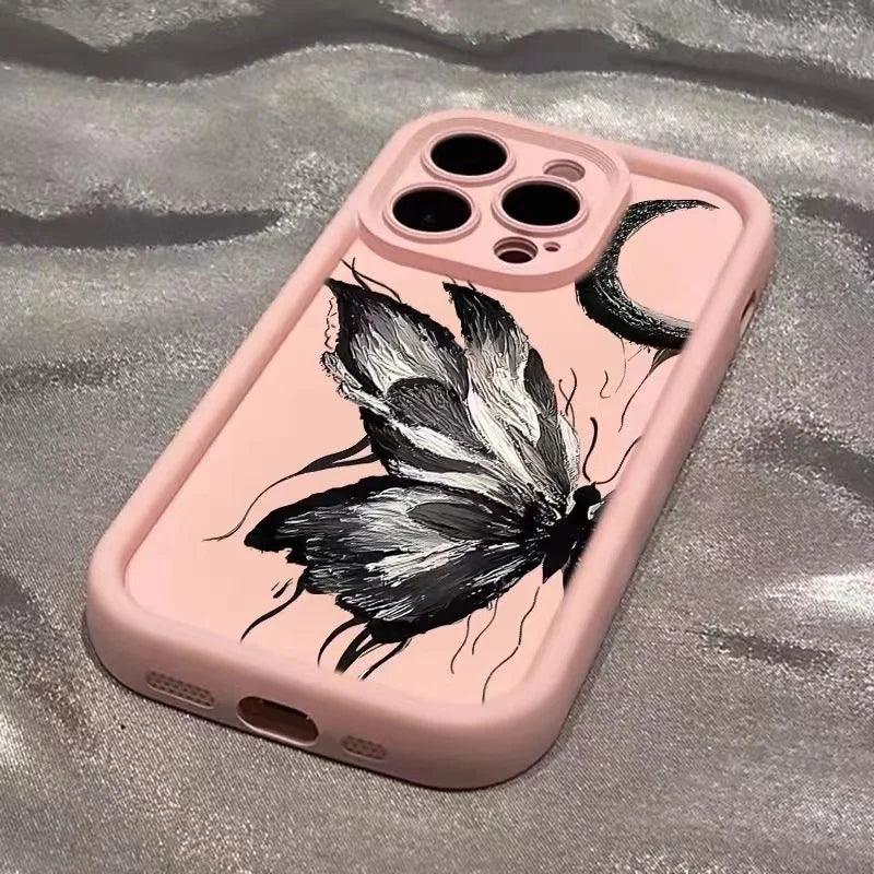 TSP117 Cute Phone Cases For iPhone 14, 13, 12, 11, 15 Pro Max, XS, XR, X, 8, 7 Plus, SE2, 14Pro, and 15Pro - Butterfly Soft Cover - Touchy Style