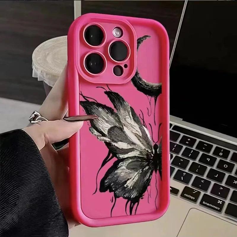TSP117 Cute Phone Cases For iPhone 14, 13, 12, 11, 15 Pro Max, XS, XR, X, 8, 7 Plus, SE2, 14Pro, and 15Pro - Butterfly Soft Cover - Touchy Style