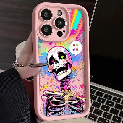 TSP120 Cute Phone Cases For iPhone 15, 14, 13, 12, 11 Pro Max, XS, XR, X, 8, 7 Plus, SE2, 14Pro, and 15Pro - Human Skeleton Pattern - Touchy Style