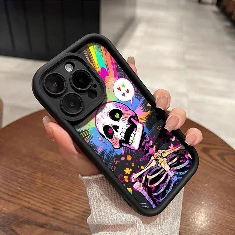 TSP120 Cute Phone Cases For iPhone 15, 14, 13, 12, 11 Pro Max, XS, XR, X, 8, 7 Plus, SE2, 14Pro, and 15Pro - Human Skeleton Pattern - Touchy Style