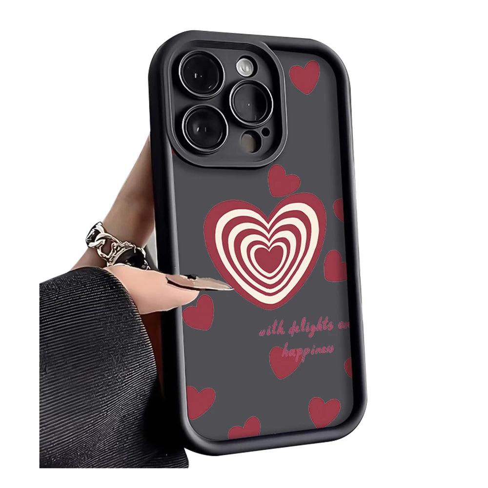 TSP122 Cute Phone Cases For iPhone 15, 14, 13, 12, 11, Pro Max, XS, XR, X, 8, 7 Plus, SE2, 14Pro, and 15Pro - Matte Red Hearts Pattern - Touchy Style