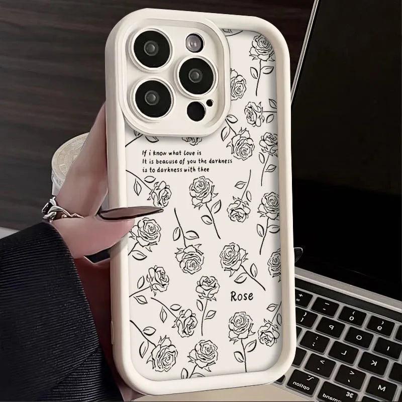 TSP123 Cute Phone Cases For iPhone 13,15, 11, 12, Pro Max, XS, XR, X, 8, 7 Plus, SE2, 14Pro and 15Pro - Rose Soft Cover - Touchy Style