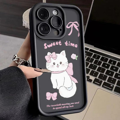 TSP127 Cute Phone Cases For iPhone 14, 13, 12, 11, 15 Pro Max, XS, XR, X, 8, 7 Plus, SE2, 14Pro, and 15Pro - Sweet Cat Pattern - Touchy Style