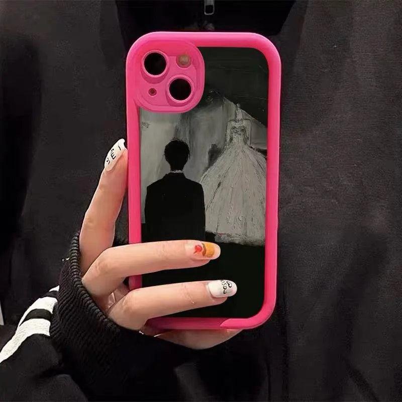 TSP133 Cute Phone Cases For iPhone 15, 14, 13, 12, 11, Pro Max, XS, XR, X, 8, 7 Plus, and SE2 - Couple Wedding Dress Pattern - Touchy Style