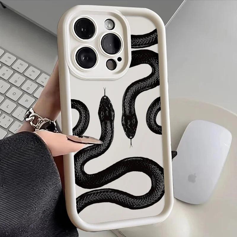 TSP134 Cute Phone Cases For iPhone 15, 14, 13, 12, 11, Pro Max, XS, XR, X, 8, 7 Plus, SE2, 14Pro and 15Pro - Snake Pattern - Touchy Style