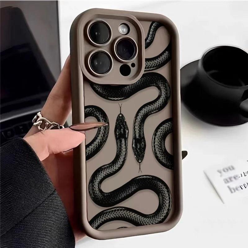 TSP134 Cute Phone Cases For iPhone 15, 14, 13, 12, 11, Pro Max, XS, XR, X, 8, 7 Plus, SE2, 14Pro and 15Pro - Snake Pattern - Touchy Style