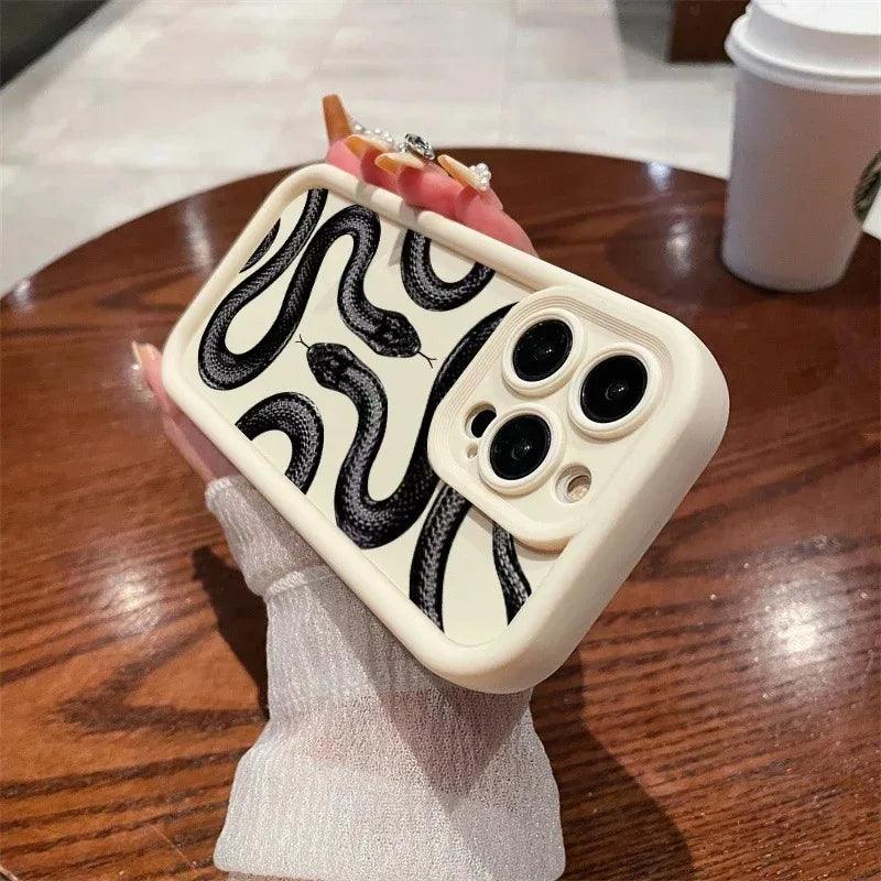 TSP134 Cute Phone Cases For iPhone 15, 14, 13, 12, 11, Pro Max, XS, XR, X, 8, 7 Plus, SE2, 14Pro and 15Pro - Snake Pattern - Touchy Style