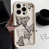 TSP141 Cute Phone Cases For iPhone 14, 13, 12, 11, 15 Pro Max, XS, XR, X, 8, 7 Plus, SE2, 14Pro, and 15Pro - Literary Butterfly Pattern - Touchy Style