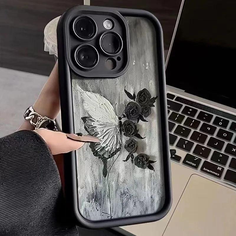 TSP147 Cute Phone Cases For Galaxy S24, S23, S22 Plus Ultra, S21, S20 FE, A10, A11, A03, A04, A30, and A20 - Butterfly Flower Pattern - Touchy Style