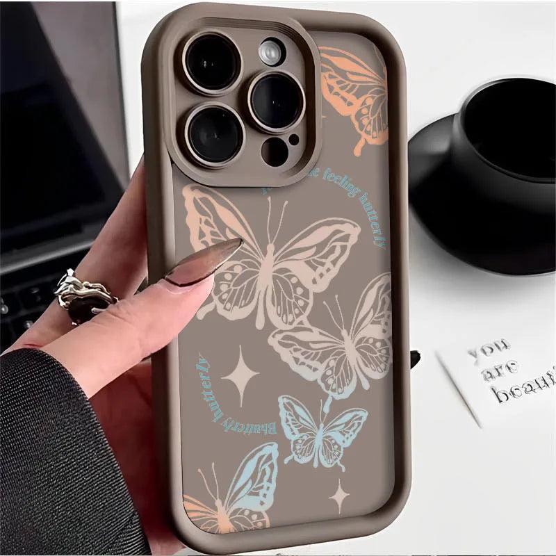 TSP153 Cute Phone Cases For Galaxy S22, S23, S24, Plus Ultra, S21, S20 FE, A10, A11, A03, A04, A30, and A20 - Colorful Butterfly Pattern - Touchy Style