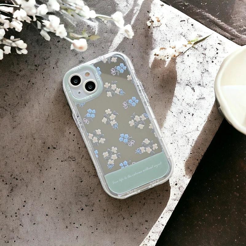 TSP16 Cute Phone Cases for iPhone 11, 12, 13, 14, or 15 Pro Max - Flowers Makeup Mirror Hard Back Cover - Touchy Style