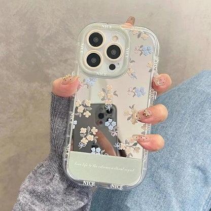 TSP16 Cute Phone Cases for iPhone 11, 12, 13, 14, or 15 Pro Max - Flowers Makeup Mirror Hard Back Cover - Touchy Style