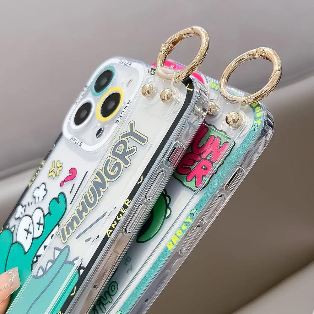 TSP161 Cute Phone Cases for Huawei P60, P30, P20, P50, P40 Lite, Nova 9, 8, 5t, Honor 90, X8, 20, 10i, 50, and 70 Pro - Cartoon Wrist Strap Cover - Touchy Style