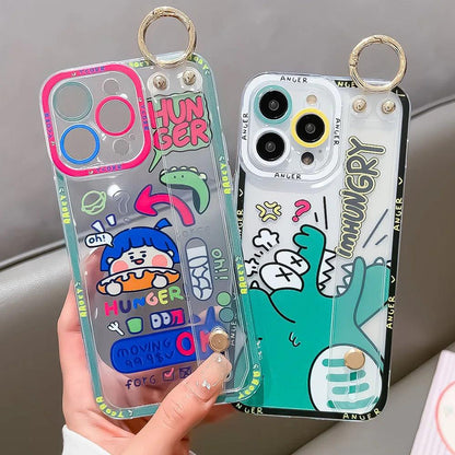 TSP161 Cute Phone Cases for Huawei P60, P30, P20, P50, P40 Lite, Nova 9, 8, 5t, Honor 90, X8, 20, 10i, 50, and 70 Pro - Cartoon Wrist Strap Cover - Touchy Style