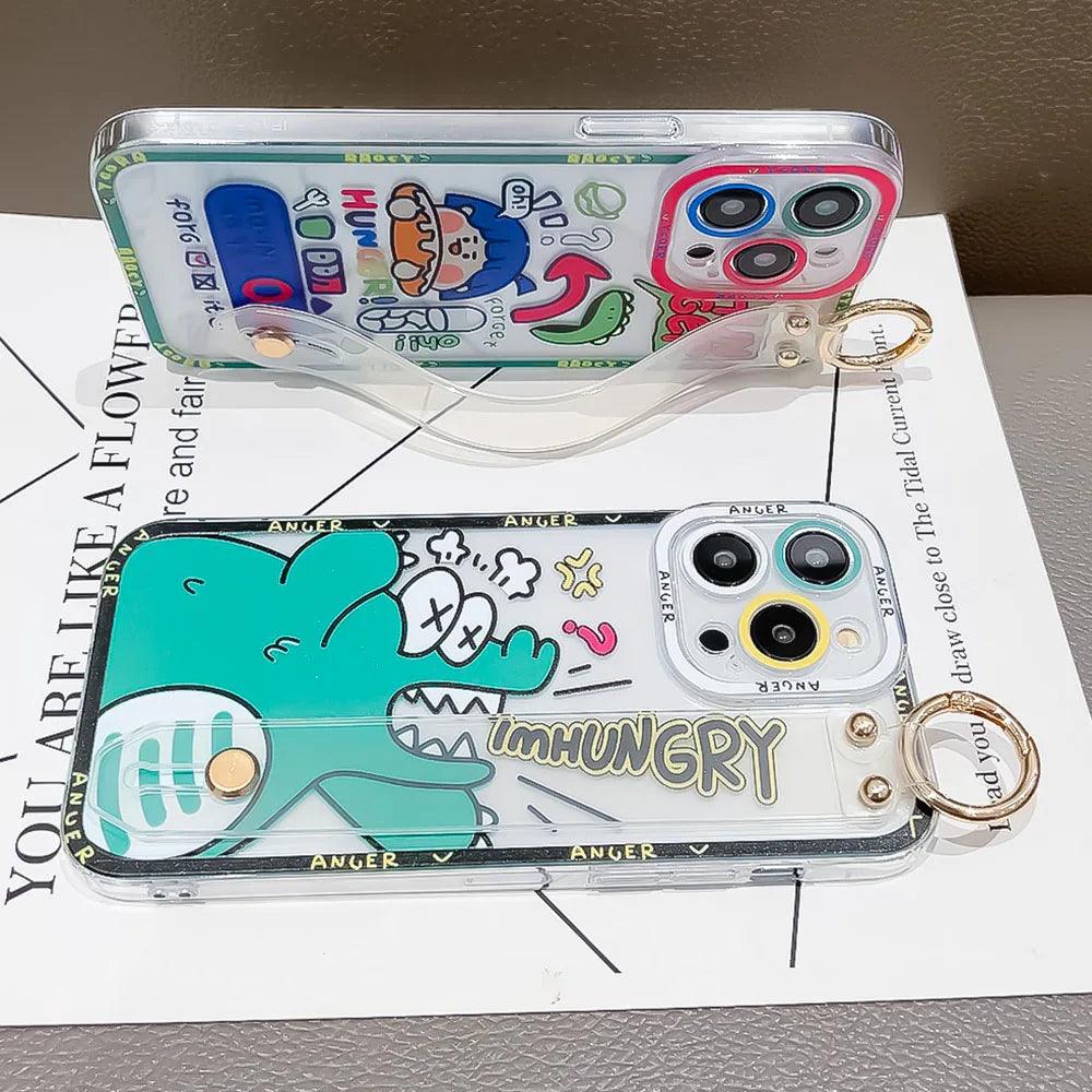 TSP161 Cute Phone Cases for Huawei P60, P30, P20, P50, P40 Lite, Nova 9, 8, 5t, Honor 90, X8, 20, 10i, 50, and 70 Pro - Cartoon Wrist Strap Cover - Touchy Style