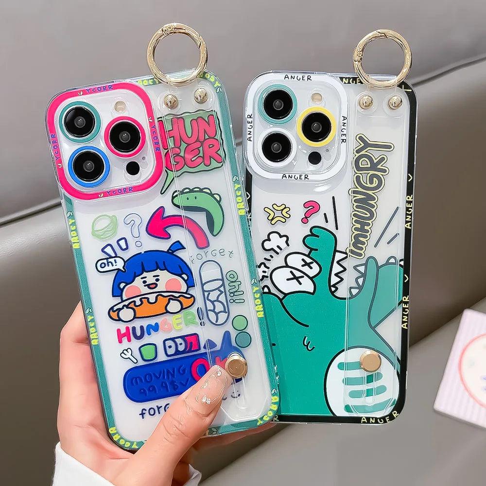 TSP161 Cute Phone Cases for Huawei P60, P30, P20, P50, P40 Lite, Nova 9, 8, 5t, Honor 90, X8, 20, 10i, 50, and 70 Pro - Cartoon Wrist Strap Cover - Touchy Style