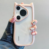 TSP163 Cute Phone Cases For Huawei Mate 40, 50, 60, P50, 60, 70 Pro Ultra, Honor 50, and Nova 9, 10, 11, and 12 - 3D Cat Ear Hard Acrylic Bumper Cover - Touchy Style