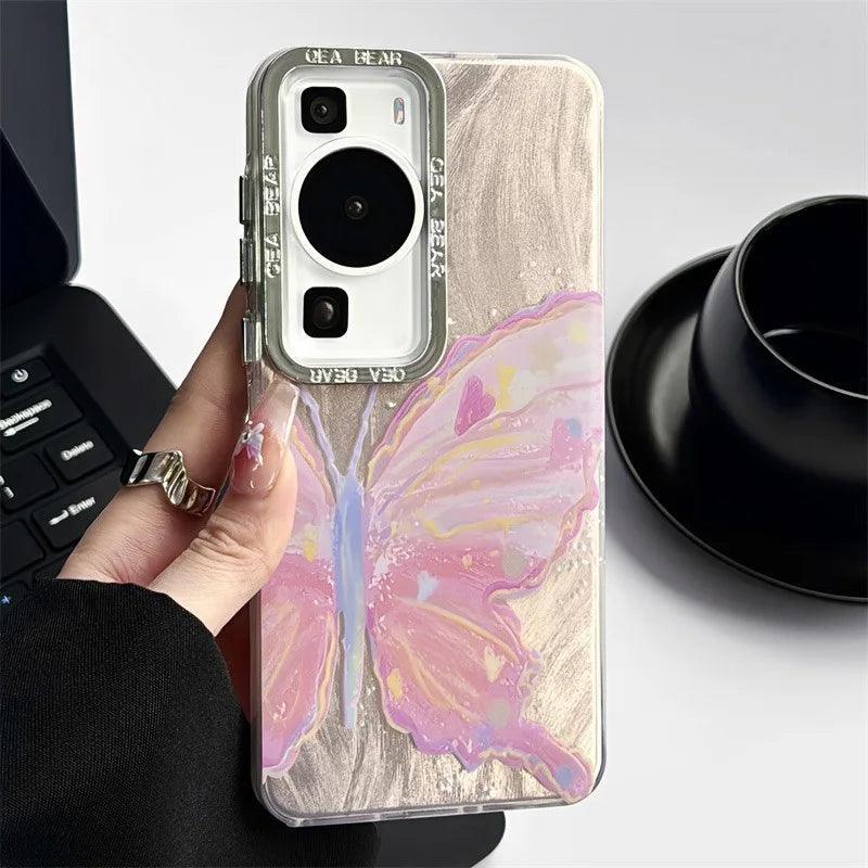 TSP168 Cute Phone Cases For Huawei P70, P60, P50, P40, and Mate 30, 40, 50, and 60 Pro Plus - Laser Bling Butterfly Cover - Touchy Style