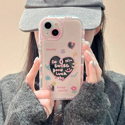 TSP17 Cute Phone Cases for iPhone 15 Pro Max, 14, 13, 11, and 12 - Sweet Heart Mirror Cover - Touchy Style