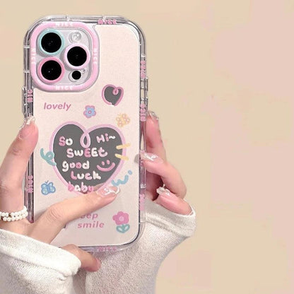 TSP17 Cute Phone Cases for iPhone 15 Pro Max, 14, 13, 11, and 12 - Sweet Heart Mirror Cover - Touchy Style