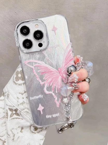 TSP173 Cute Phone Cases for Huawei Mate 60, 50, and 40 Pro and P40 and P50 Pro - Luxury Butterfly Bracelet Chain - Glitter Shiny Cover - Touchy Style