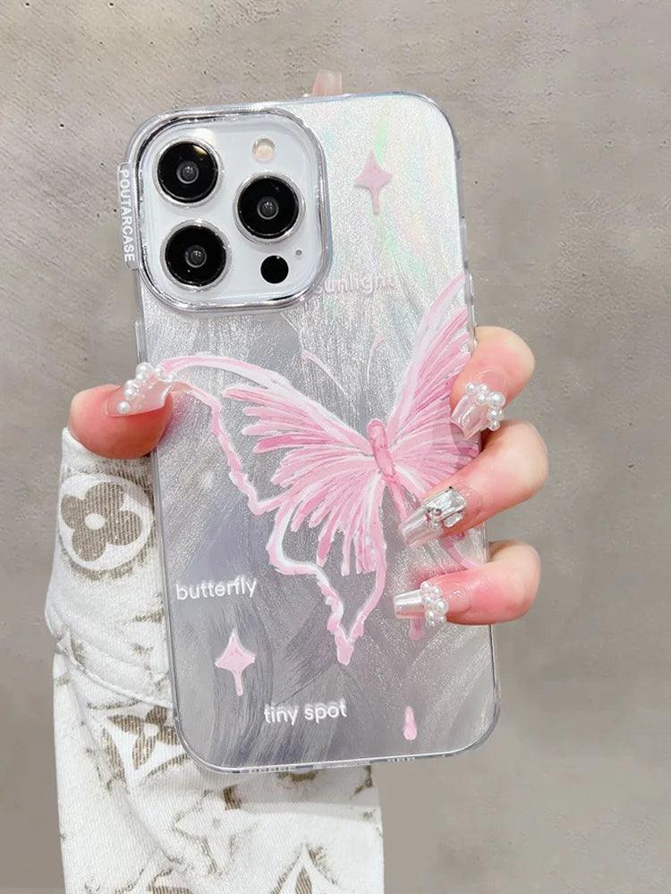 TSP173 Cute Phone Cases for Huawei Mate 60, 50, and 40 Pro and P40 and P50 Pro - Luxury Butterfly Bracelet Chain - Glitter Shiny Cover - Touchy Style