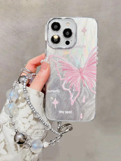 TSP173 Cute Phone Cases for Huawei Mate 60, 50, and 40 Pro and P40 and P50 Pro - Luxury Butterfly Bracelet Chain - Glitter Shiny Cover - Touchy Style