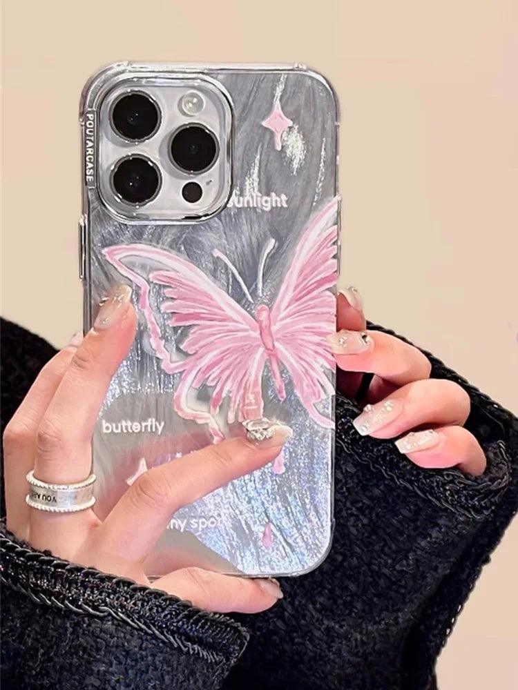 TSP173 Cute Phone Cases for Huawei Mate 60, 50, and 40 Pro and P40 and P50 Pro - Luxury Butterfly Bracelet Chain - Glitter Shiny Cover - Touchy Style