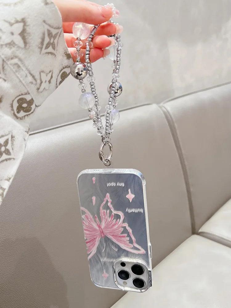 TSP173 Cute Phone Cases for Huawei Mate 60, 50, and 40 Pro and P40 and P50 Pro - Luxury Butterfly Bracelet Chain - Glitter Shiny Cover - Touchy Style