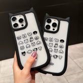 TSP180 Cute Phone Cases for iPhone 11, 12, 13, 14, and 15 Pro Max - Cat Ears and Funny Dogs Pattern - Transparent Cover - Touchy Style