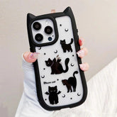 TSP184 Cute Phone Cases For iPhone 11, 12 Pro Max, 13, 14, and 15 - Moon Cat Ears Pattern - Transparent Bumper Cover - Touchy Style